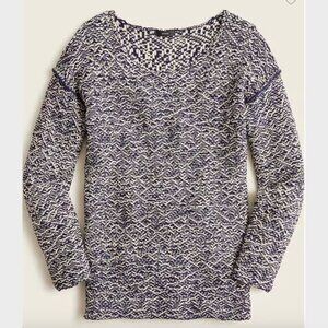 J. Crew NWT Navy Blue and White Relaxed Wide Neck Sweater - Size S